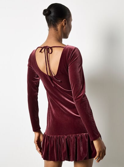 Velvet Bodycon Bubble Hem Mini Dress