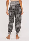 Batik Floral  Woven Smocked Joggers, Black, large