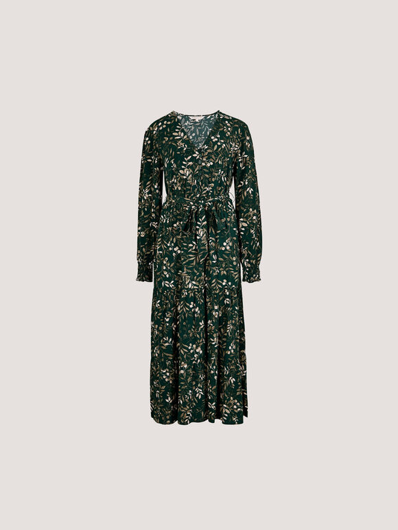 Eucalyptus Print Tiered Maxi Dress, Green, large