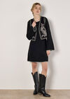 Blanket Stitch Knitted Swing Mini Dress, Black, large