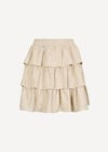 Linen Blend Ruffle Mini Skirt, Stone, large