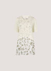 Pointelle Knit Layered Tunic Top, White, large