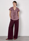 Ruffle Front Woven Top, Pink, large