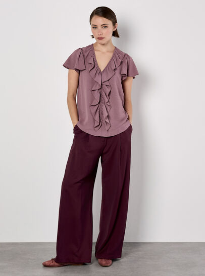 Ruffle Front Woven Top