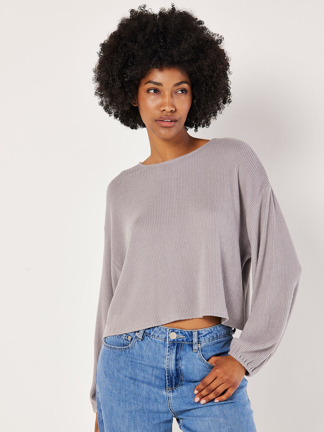 Image of Button Back Ribbed Soft Touch Top