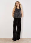 Chevron Sequin Puff Hem Top, Dark Grey - Charcoal, large