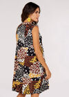 Animal Patchwork Mini Dress, Mustard, large