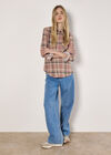 Waffle Jersey Check Shirt, Pink, large