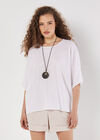 Textured Cotton Necklace Top, Cream, large
