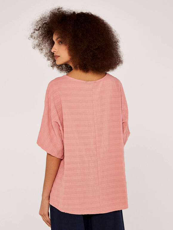 Textured Oversized Necklace Top, Pink, large