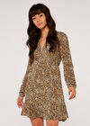 Leopard Drop Waist Ruffle Dress, Stone, large