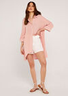Longline Curved Hem Shirt, Pink, large