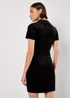 Velvet Ruched Mini Dress, Black, large