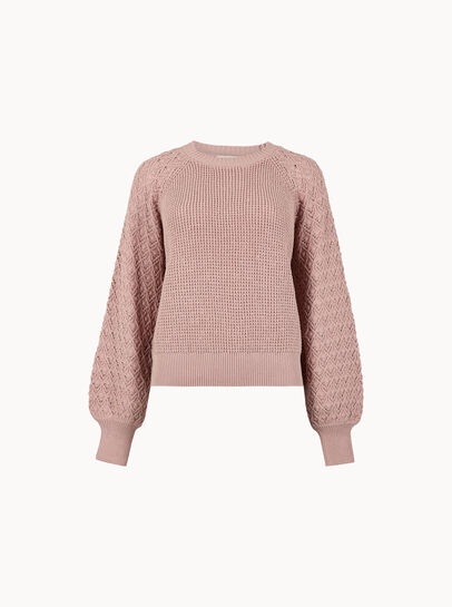 Pointelle Waffle Knit Cropped Jumper