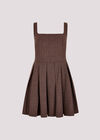 Check Pleated Skater Mini Dress, Burgundy, large