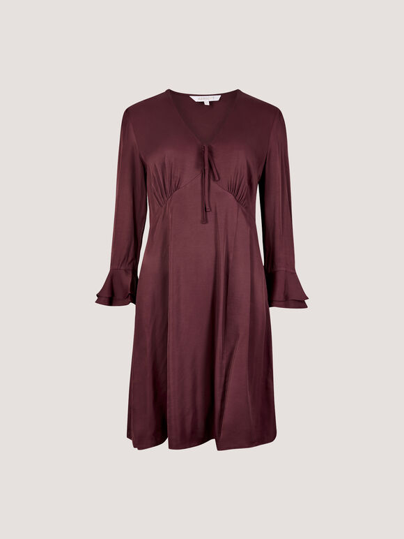 Satin Skater Mini Dress, Burgundy, large