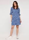 Brushstroke Dot Milkmaid Dress, Blue, large