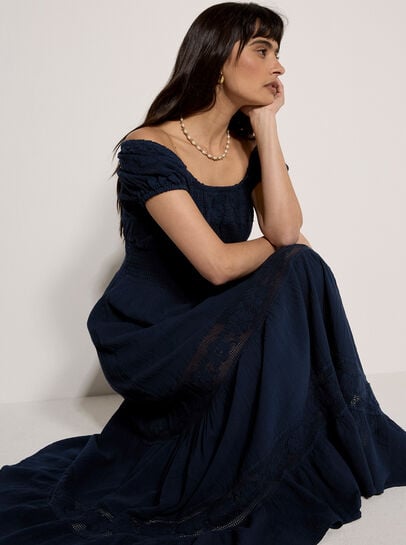 Floral Lace Milkmaid Maxi Dress