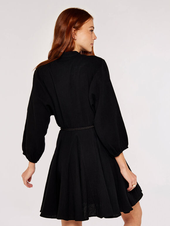 Tetra Button Dress, Black, large