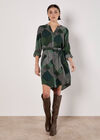 Geo Patchwork Shirt Mini Dress, Green, large