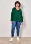 Curve Ribbed Knit Top, Green, large