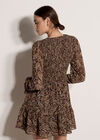Paisley Chiffon Mini Dress, Brown, large