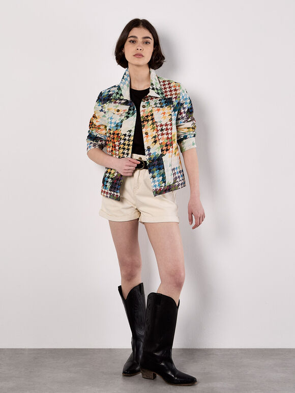 Colourful Dogtooth Jacket, Navy, large