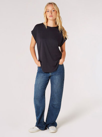 Curved Hem Jersey T-Shirt