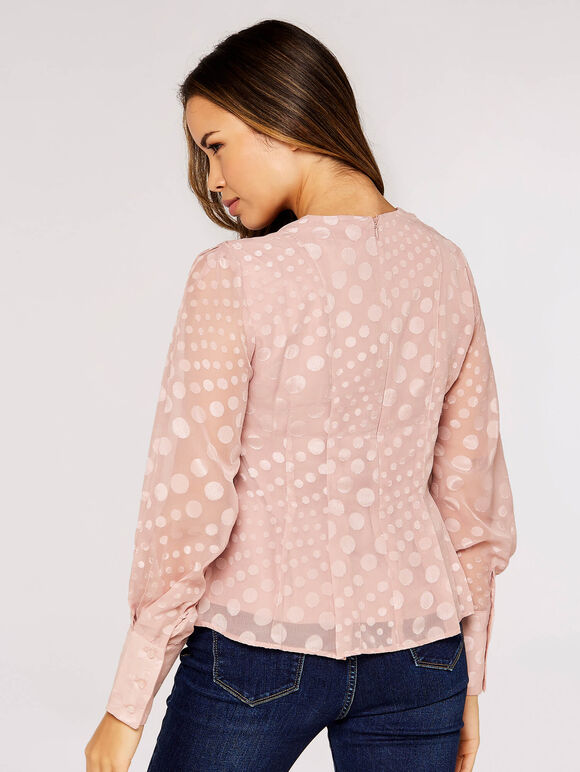 Jacquard Dot Chiffon Blouse, Pink, large