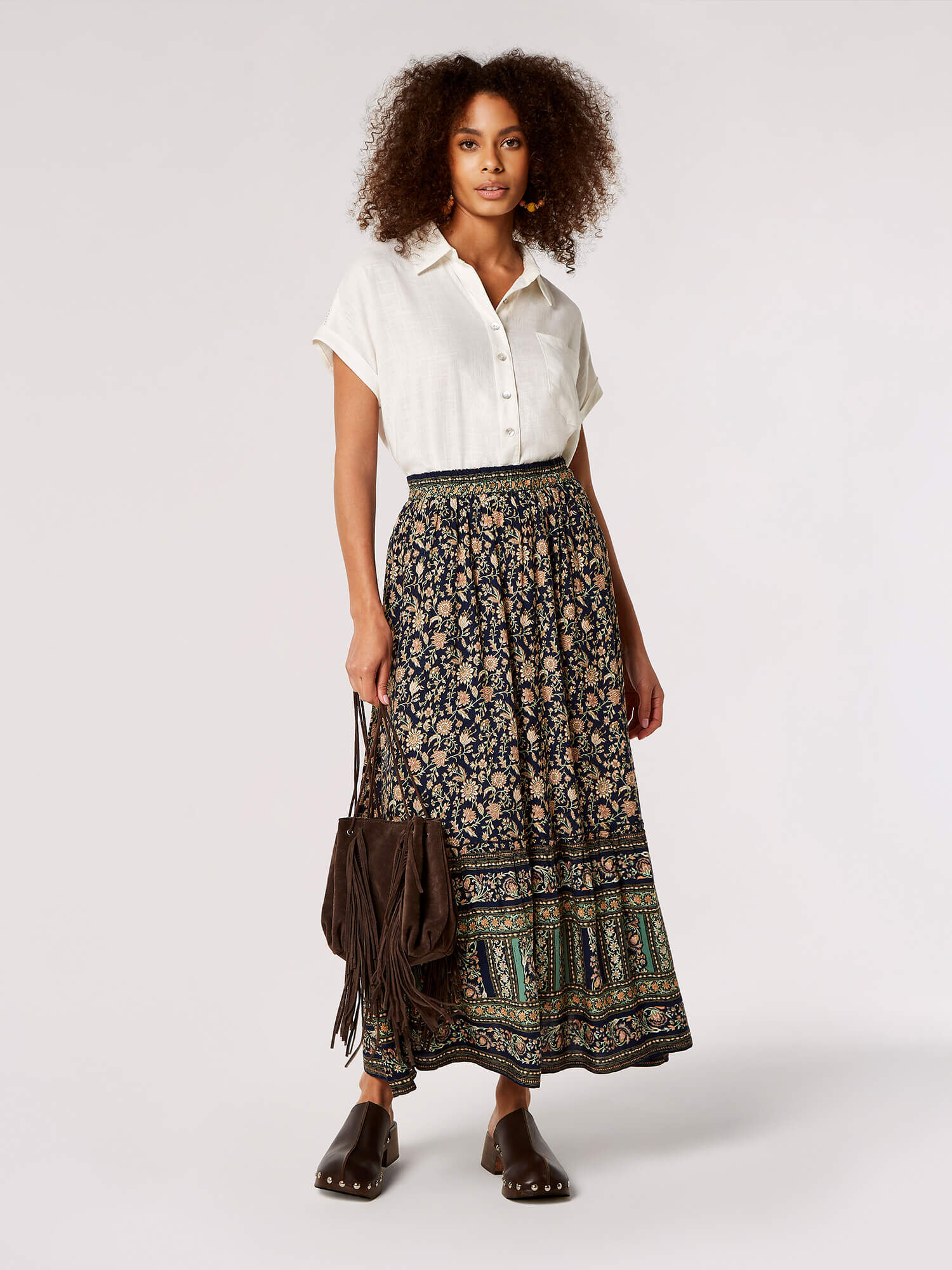 Flowy skirt floral shirt outlet