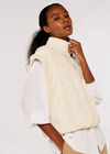 Chunky Cable Knit  Vest, Cream, large