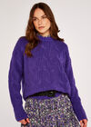 Cable Knit Jumper, Purple, large