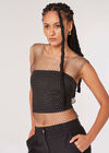 Rhinestone Mesh Tank Top, Black, large