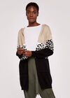 Animal Colour Block Hooded Cardi, Stone, large