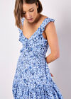 Ditsy Floral Ruffle Mini Dress, Blue, large