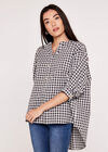 Classy Gingham Oversized Shirt, Black, large