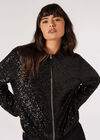 Sequins Bomber Jacket, Black, large