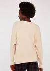 V Neck Ribbed Oversized Jumper, Stone, large