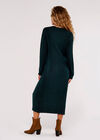 Pointelle Knitted Midi Dress, Green, large