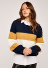 Large Stripes Chunky Knit Jumper, Mustard, large