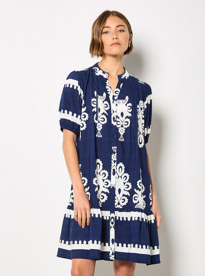 Baroque Print Shirt Mini Dress