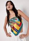 Satin Printed Scarf, Yellow, large