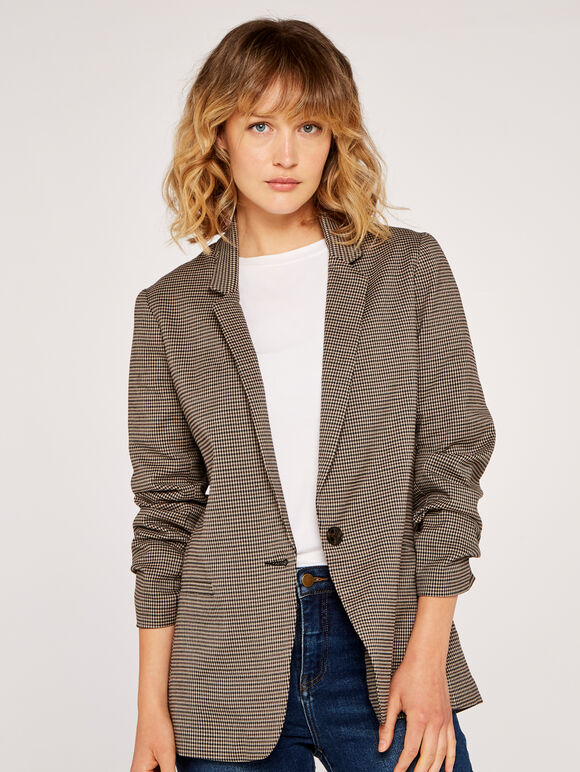 Heritage Check Tailored Jacket, Stone, large