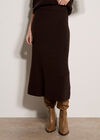 Fine Knit Cable Midi Skirt, Brown, large