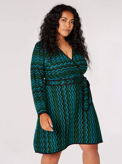 Curve Chevron Wrap Mini Dress