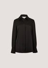 Oversized Satin Shirt, Black, large