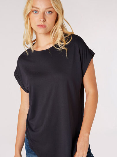Curved Hem Jersey T-Shirt