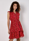 Ditsy Floral Chiffon Mini Dress, Red, large
