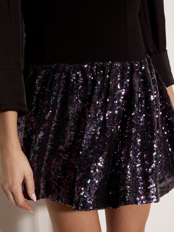 Bandeau Sequin Mini Dress, Assorted, large