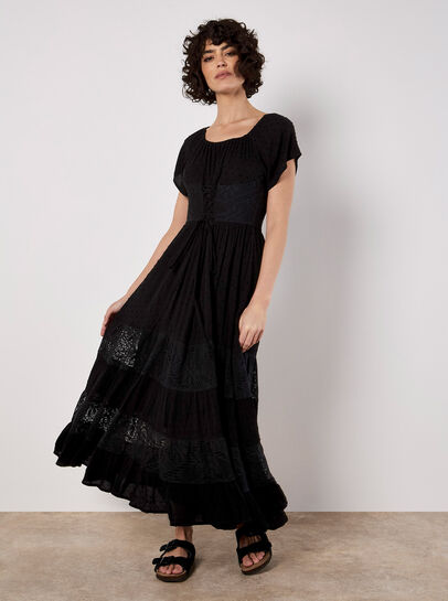 Lace Detail Corset Maxi Dress